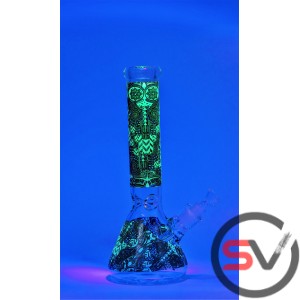 DRAGON CARVING BEAKER WATER PIPE BLACK 14inch (GLOW IN DARK)